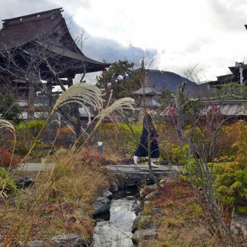 Jardin à côté du temple Zenko-ji à Nagano